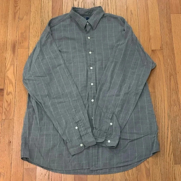 Men’s Polo By Ralph Lauren Long Sleeve Gray Plaid Button Down Shirt Size XL EUC - Picture 1 of 5